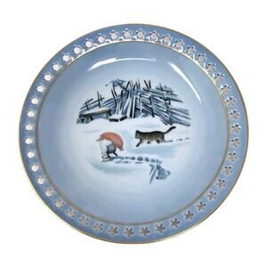 Bing & Grondahl B&G Harald Wiberg Tomten Plate 3503/616 Cat Gnome Snow Denmark